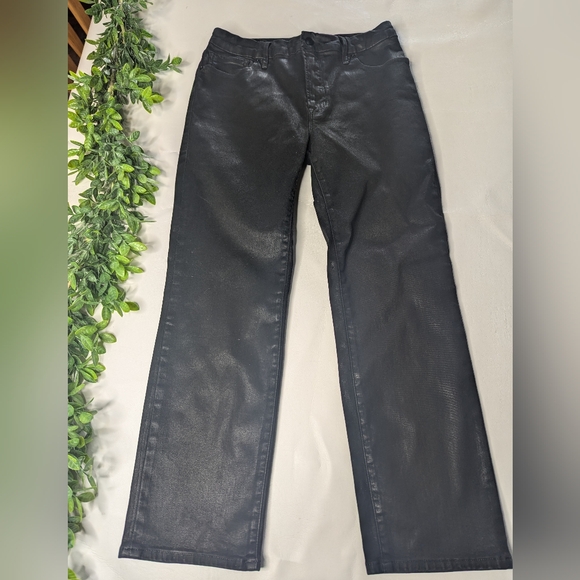Good American Good Straight Black Coated Jeans Size 10/30 - Picture 1 of 10
